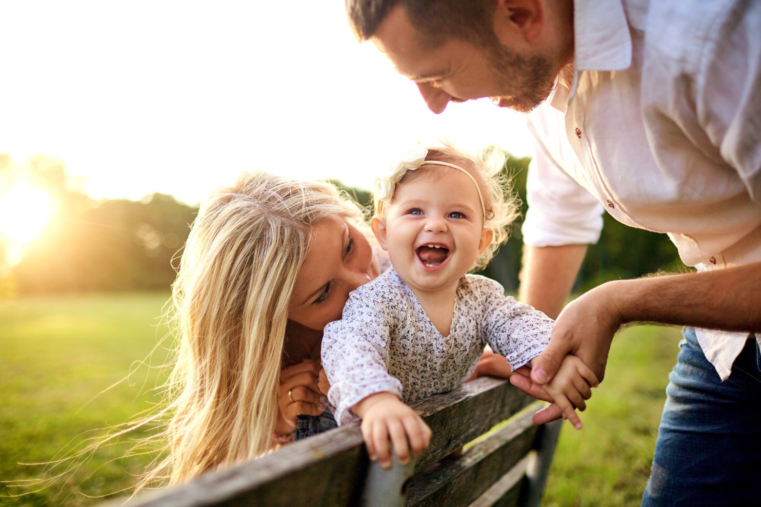 Happy family in a park in summer